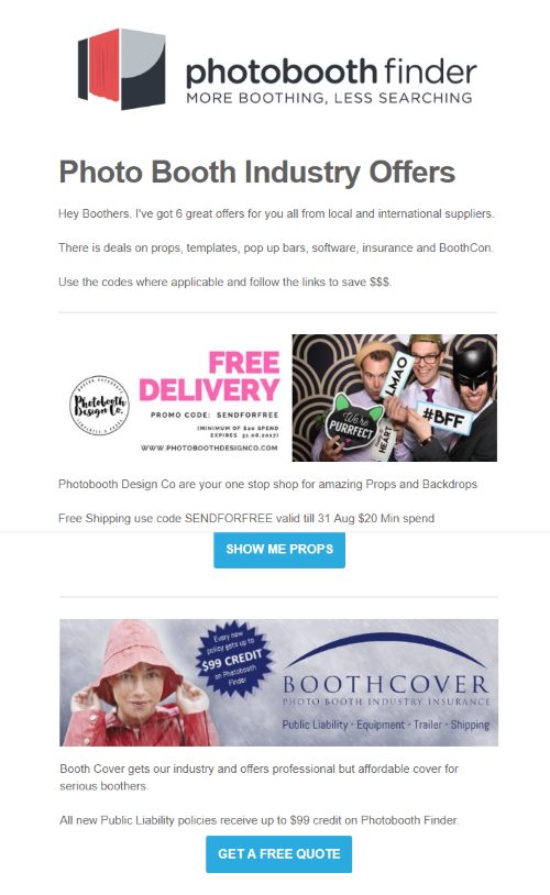 Photobooth Finder Newsletter Advertising